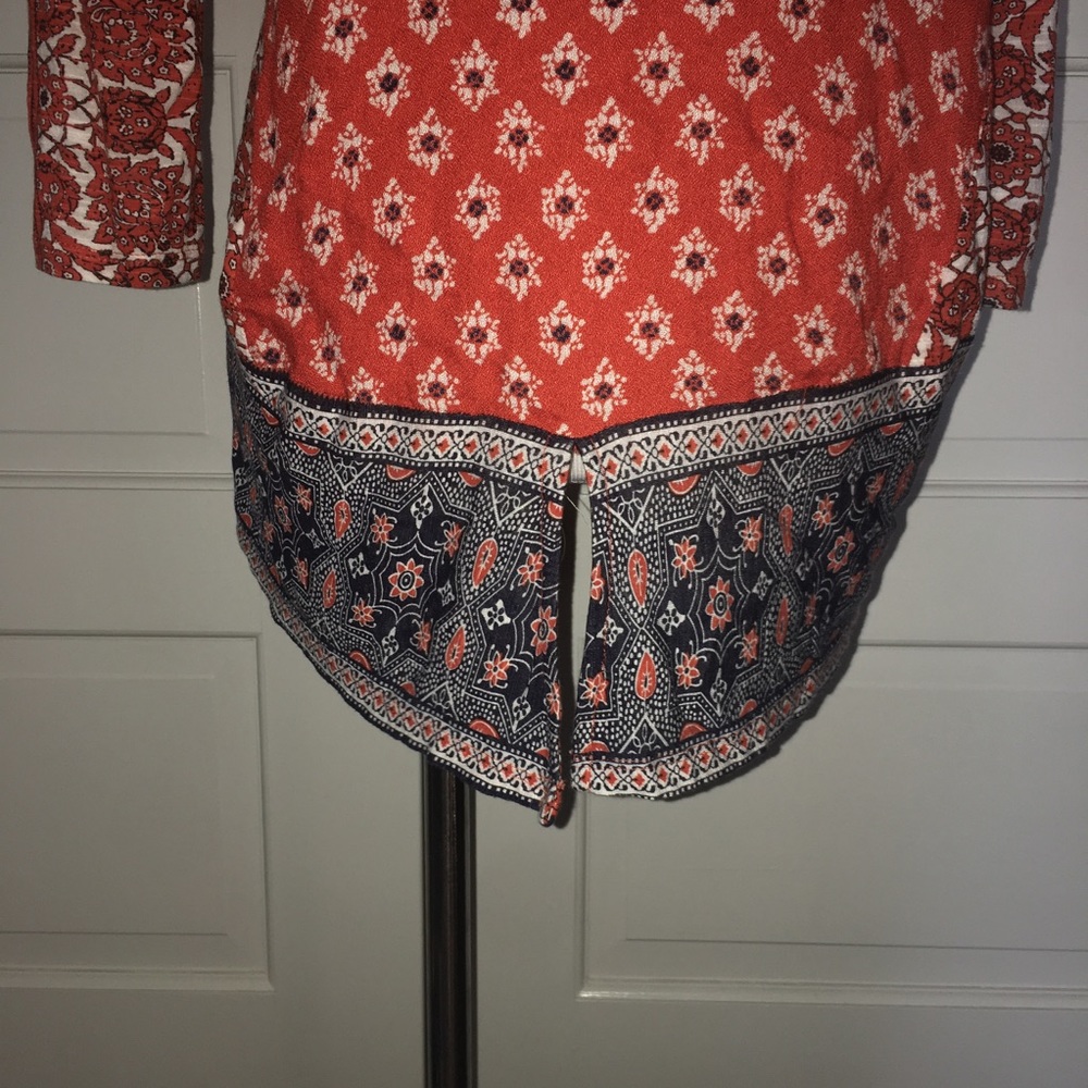 Lucky Brand Border Print Top S Red - Picture 5 of 8
